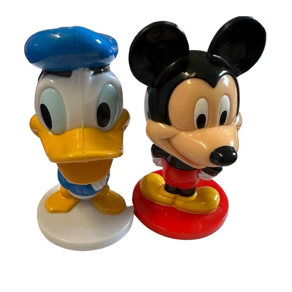 Disney Mickey Mouse Donald Duck Mini Bobblehead Kelloggs Cereal Surprise Toy VTG